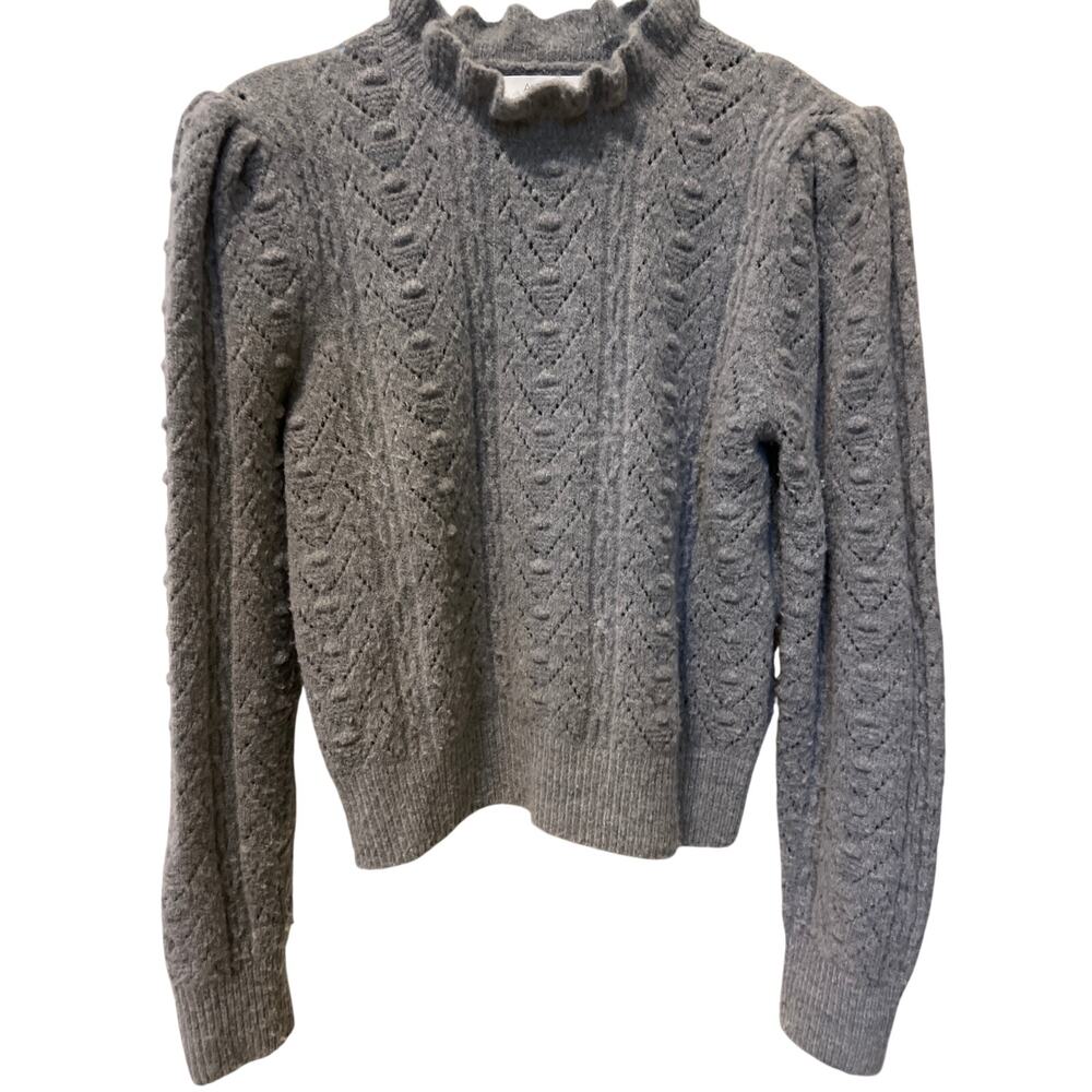 Revolve ASTR the Label Gray Ruffle Knit Sweater Size Medium Twee Coquette Indie